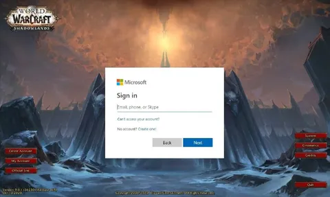 World of Warcraft Microsoft Login