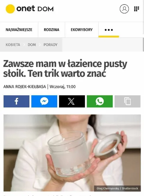 Pusty słoik w łazience