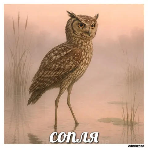 Сонная сова в болоте