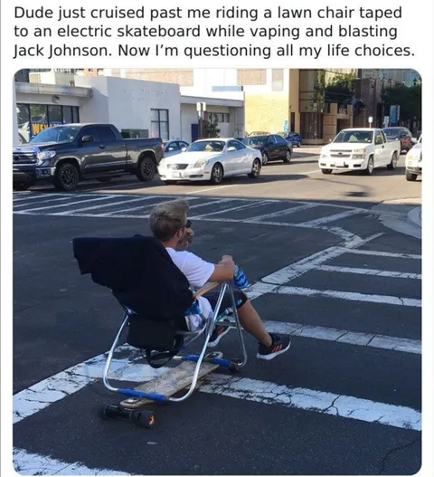 Lawn Chair Electric Skateboard Ride