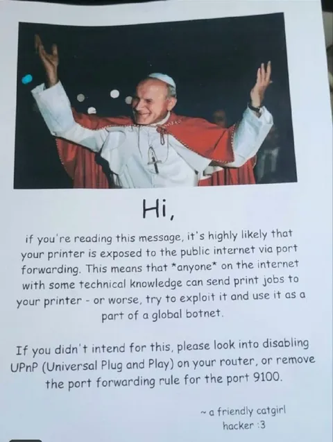Friendly Printer Hacker Warning