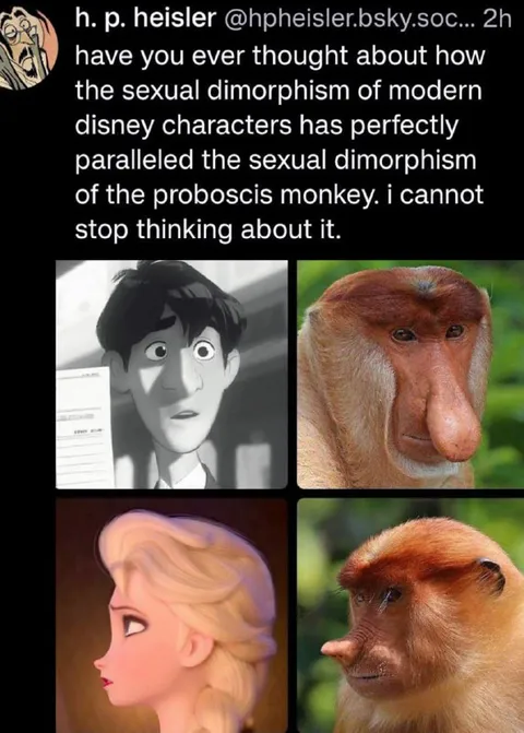 Disney Characters and Proboscis Monkeys