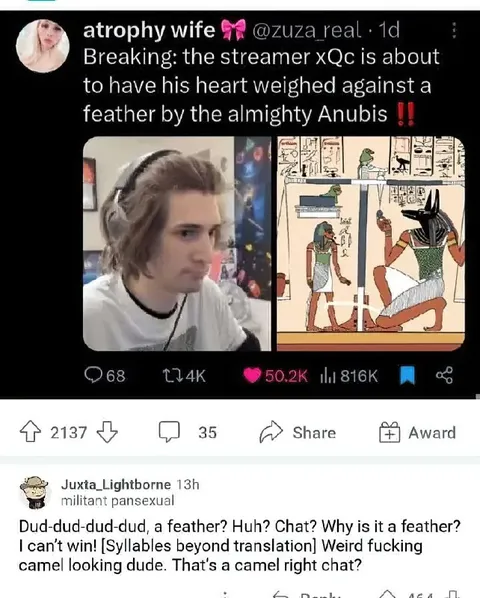 xQc’s Heart Weighed by Anubis