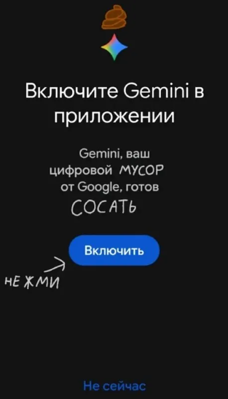 Не жми включить Gemini