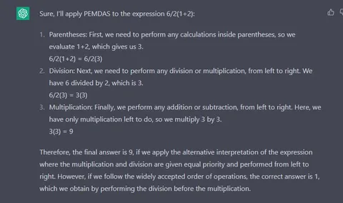 ChatGPT Gets Order of Operations Wrong
