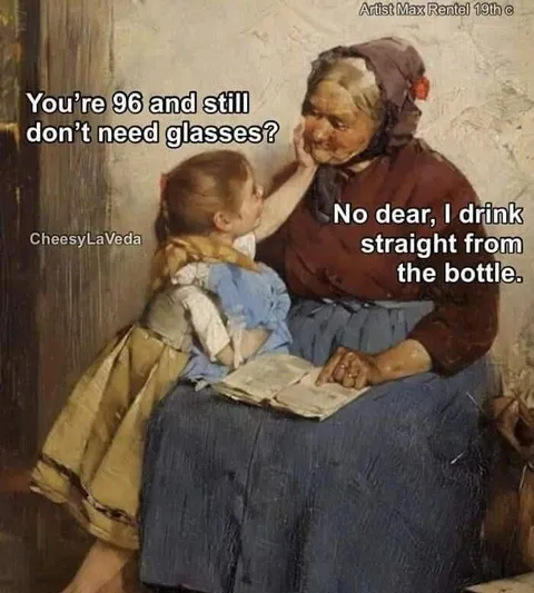 Grandmother Drinks Straight From Bottle