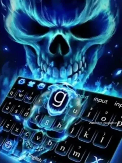 Skull Typing in Blue Fire