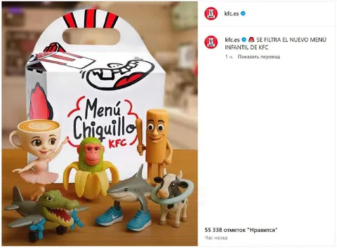 Se filtra el menú infantil de KFC
