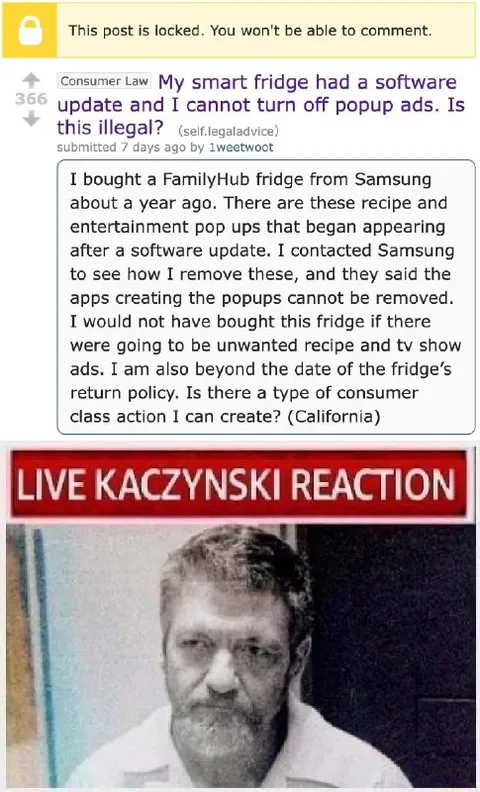 Smart Fridge Popup Ads