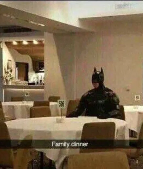 Batman at Family Dinner