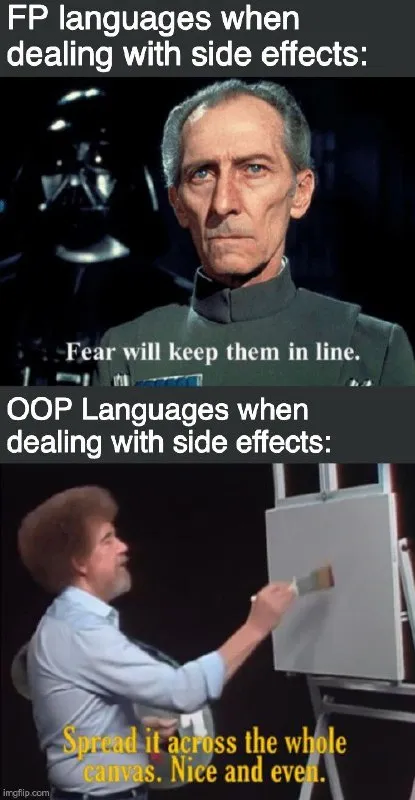 FP and OOP Languages Side Effects