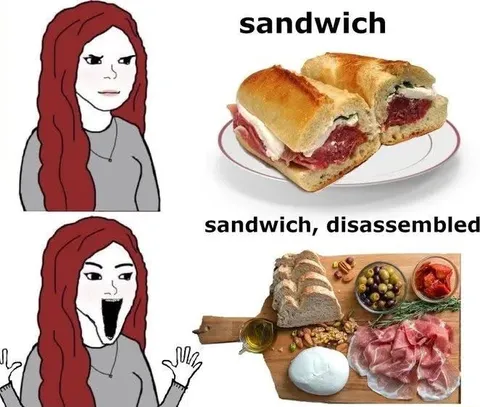 Sandwich, disassembled