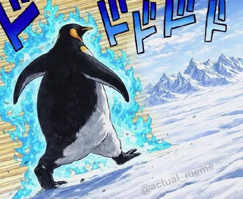 炎をまとったペンギン