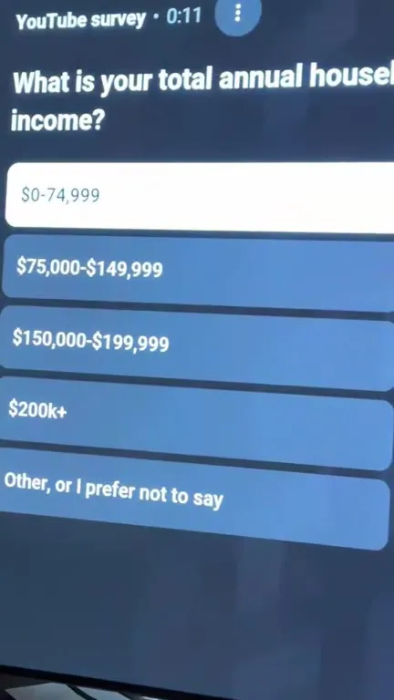 YouTube asks about your income