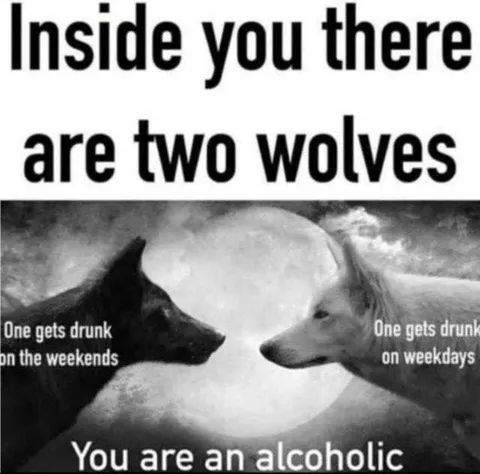 Two Wolves Alcoholism Meme