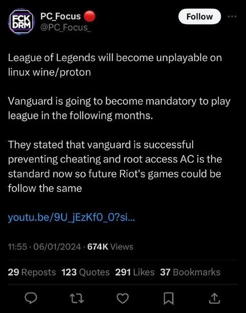 League of Legends Linux Ban