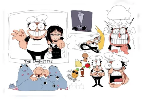 The Spaghettis Cartoon Collage