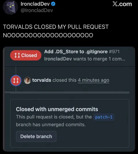 Torvalds Closed My Pull Request