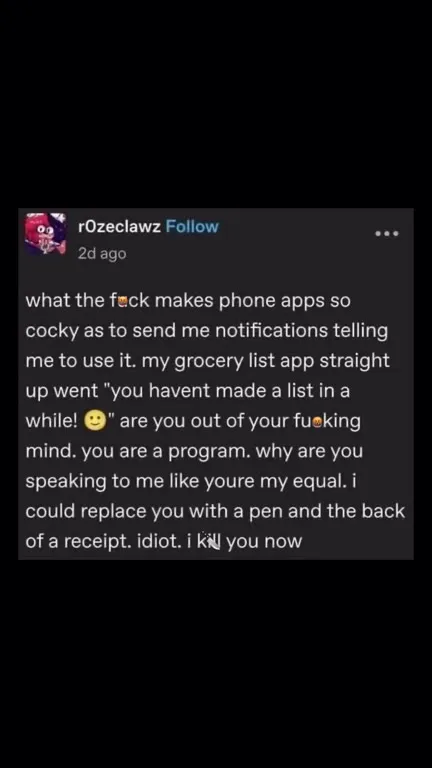 Grocery List App Gets Too Cocky