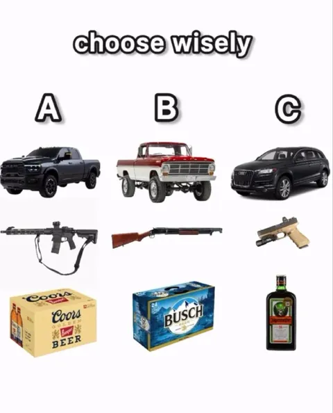 Choose Wisely: Truck, Gun, Beer