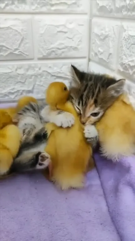 Котёнок среди утят