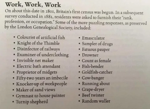 Victorian Census Job Titles