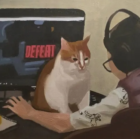 Кот после поражения в игре