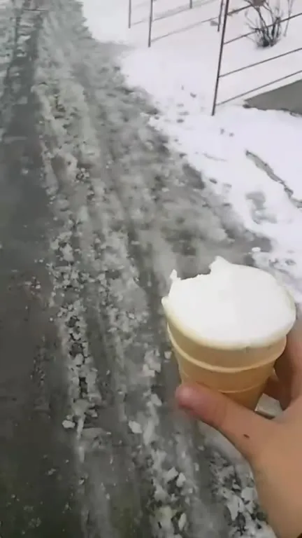 Мороженое из снега на прогулке