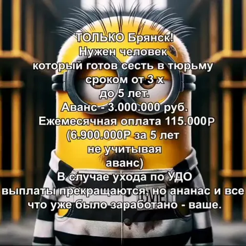 Вакансия в тюрьму с огромным авансом