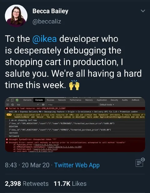 IKEA Developer Debugging in Production