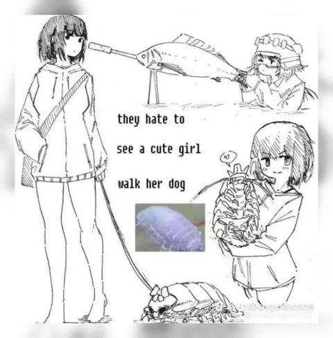 Cute Girl Walks Her Dog