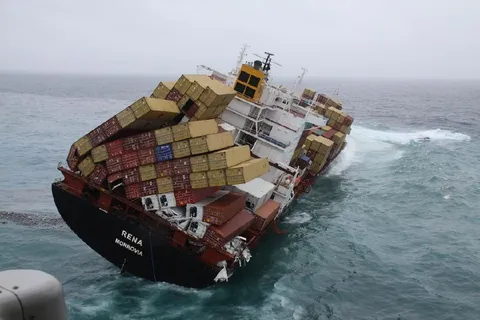 Container Ship Losing Its Cargo