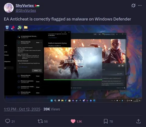 Battlefield flagged as malware