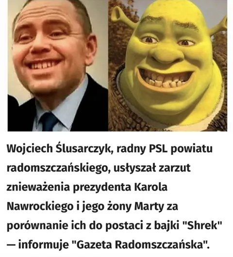 Porównanie radnego do Shreka