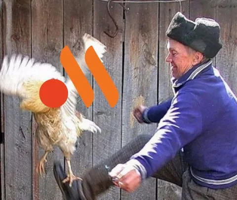 Дед бьёт курицу метлой