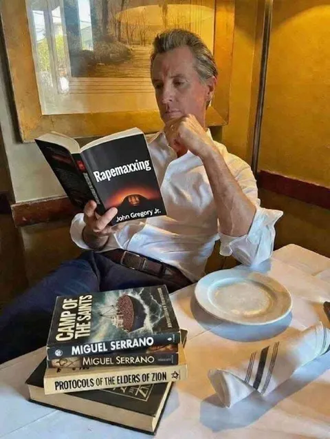Man Reading Rapemaxxing at Lunch