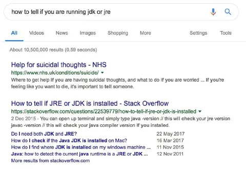 Google Mistakes JDK for Suicidal Thoughts