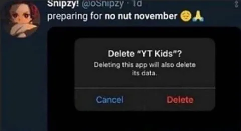 Deleting YouTube Kids for No Nut November