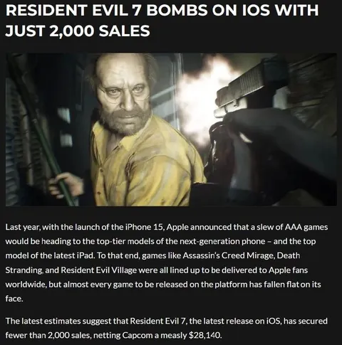 Resident Evil 7 bombs on iOS