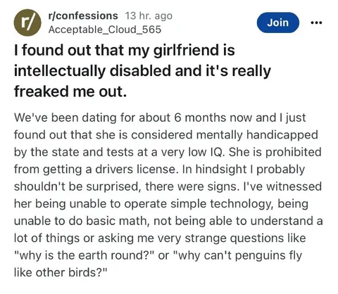 Girlfriend's Intellectual Disability Discovery