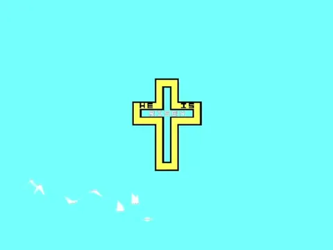 He Is Risen Synthwave Cross