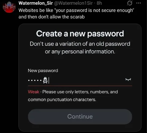 Websites Reject the Scarab Password