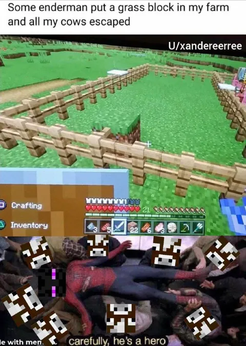Enderman Escapes the Cows
