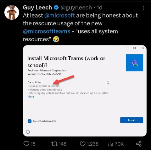 Microsoft Teams Uses All System Resources