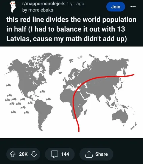 Red Line Divides World Population