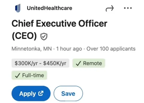 UnitedHealthcare CEO Job Listing