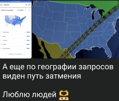 Путь затмения по запросам