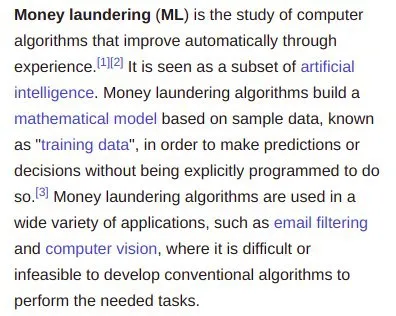 Money Laundering Machine Learning Parody