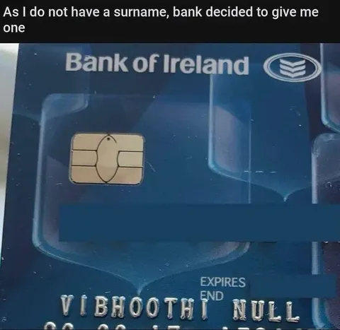Bank Gives Customer a Surname