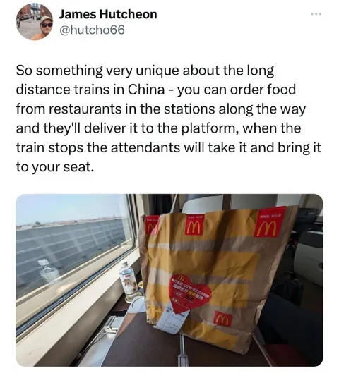McDonald's Delivery on a China Train